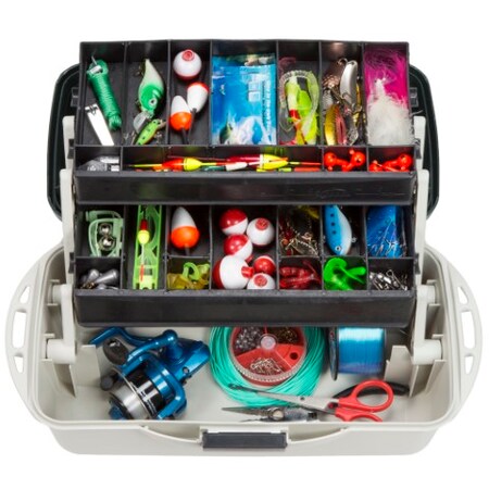 Leisure Sports 2-Tray Fishing Tackle Box Craft Tool Chest and Art Supply Organizer - 14 Inch by Leisure Sports 353516YBV